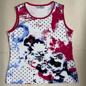 Princess Cruises White Pink/Black Printed Wide Sleeve Tank Top Size Large